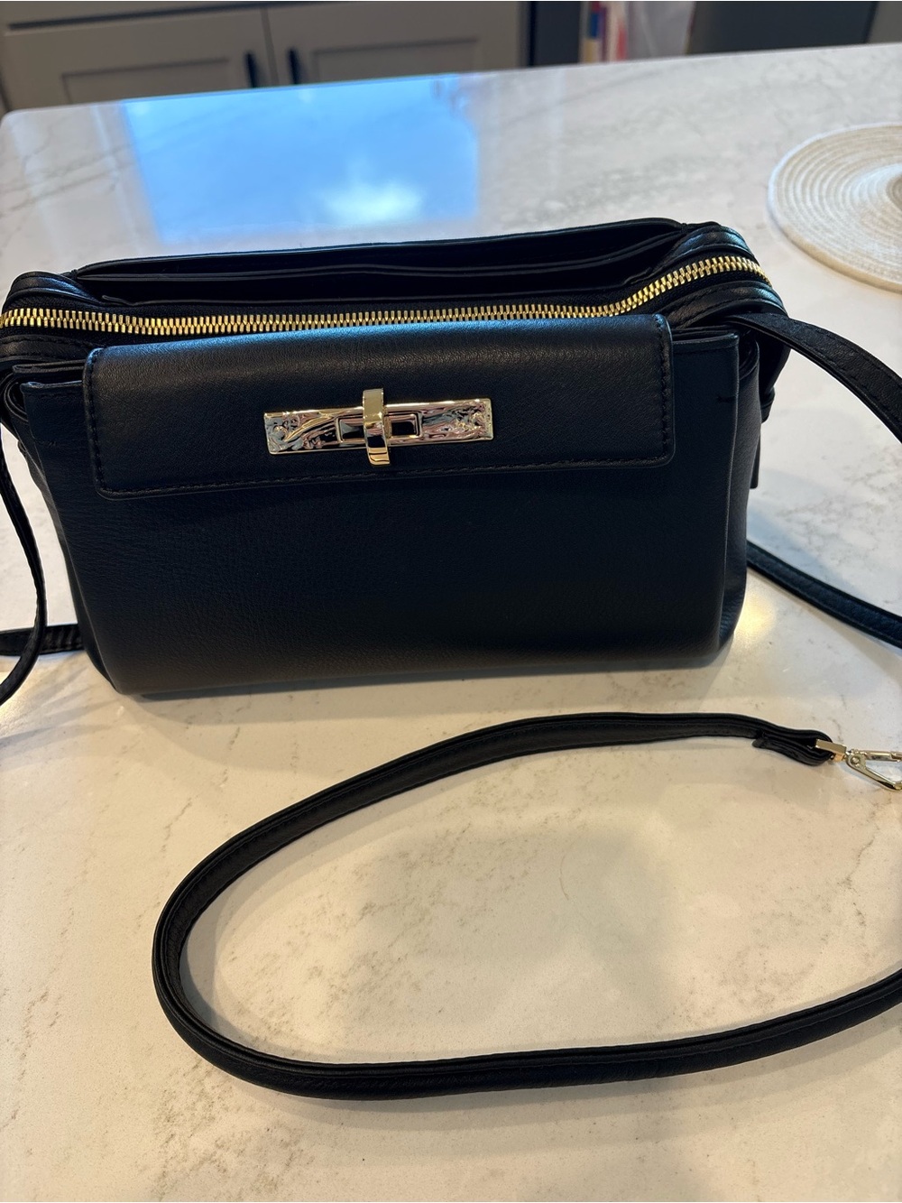 Hammitt Medium Charlotte Black Crossbody Bag with Gold Hardware